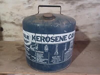 #ad Vintage EAGLE 5 Gallon METAL NAVY BLUE KEROSENE GAS FUEL CAN ATV