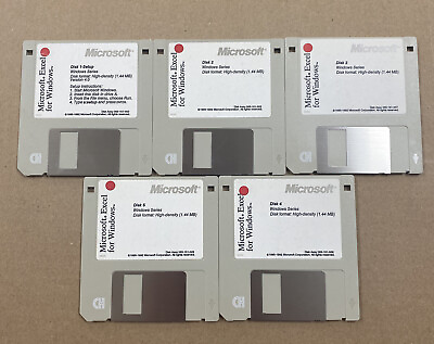 Microsoft Excel for Windows Version 4.0 Floppy Disks 1 to 5