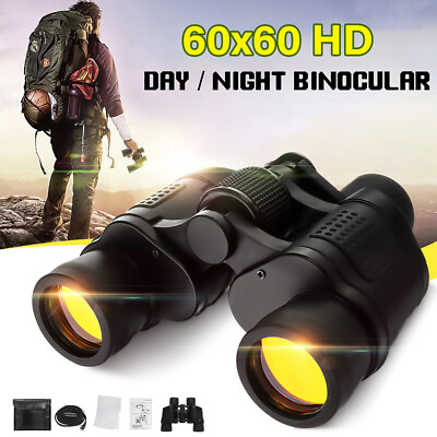 60X60 Zoom Binoculars Day Night Vision BAK4 Prism High Power Waterproof Case
