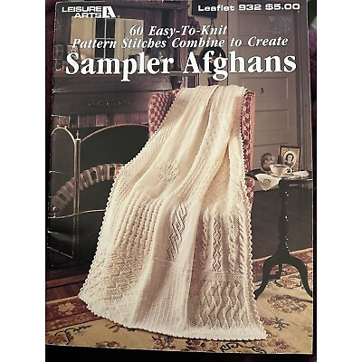 VINTAGE 1990 LEISURE ARTS quot;SAMPLER AFGHANquot;60 EASY TO KNIT PATTERNS 30PGS