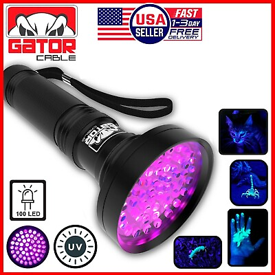 #ad UV Ultraviolet Light 100 LED Flashlight BlackLight 395nM Inspection Lamp Torch