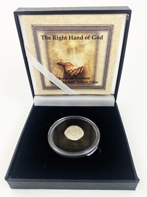 #ad The Right Hand of God: Medieval German ”Hand Heller“ Silver Christian Coin.