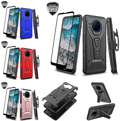 For Nokia X100 Holster Belt Clip Phone Case Cover w Tempered Glass