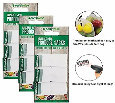 Reusable Produce Bags Set of 9 Bags Strong Mesh for fruits amp; veggies