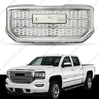 #ad Front Grill For 16 18 GMC Sierra 1500 SLT SLE Chrome Upper Grille 2019 Limited