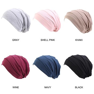 Women#x27;s Satin silk Lined Sleep Cap Slouchy Beanie Turban Chemo Hat teens Adults