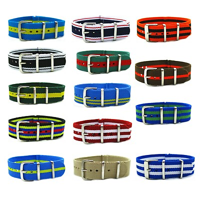 On Sale Ballistic Nylon Fashion Stripe Solid SS Watch Replacement Strap Band