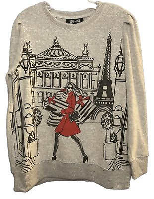 #ad LOVELACE Fashion Women#x27;s Gray Casual Fleece Sweater Blouse Size L