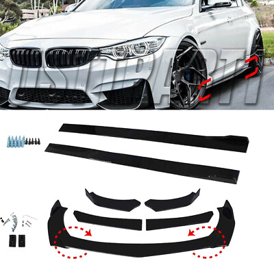 #ad For BMW F32 F33 4 Series Front Bumper Lip Splitter78.7quot; Side Skirts Gloss Black
