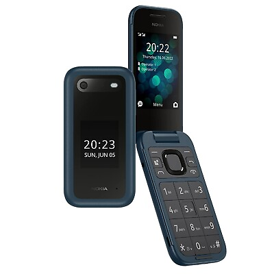 Nokia Flip 2660 4G Volte Unlocked Mobile Dual Screen MP3 Player Radio Blue