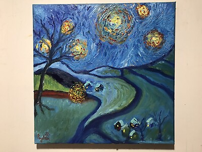 #ad Van Gogh Night Seen. 12in.by 12in.