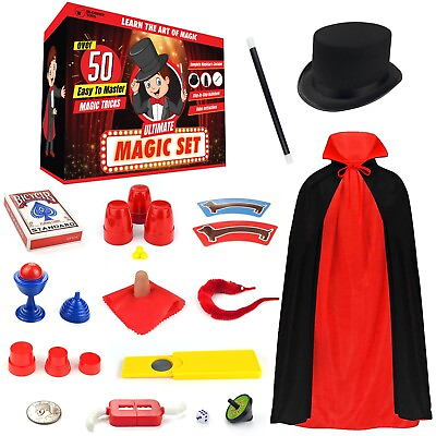 #ad Magic Kit for Kids 50 Magic Tricks Set for Kids Full Magician Costume