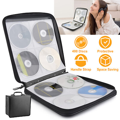 400 Disc CD DVD Binder Case Storage Sleeves Bag Media Disk Wallet Album Portable