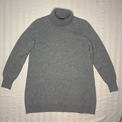 #ad Eileen Fisher 100% Cashmere Tunic Sweater Womens Small Gray Lagenlook Made Italy