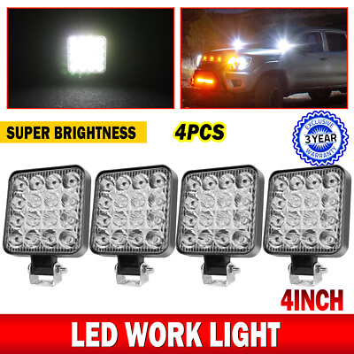 #ad 4Pcs Square LED Work Light Pods SPOT Lights For Truck Off Road Tractor 12V