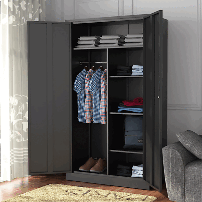 #ad 71#x27;#x27; Clothing Coat Steel Storage Cabinet Freestanding Wardrobe for Office Home