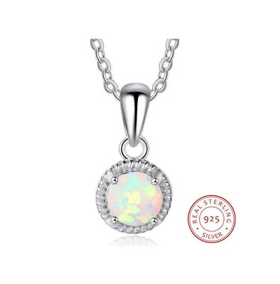 #ad Gorgeous Opal 925 Pendant Sterling Silver Necklace on a 18 Inch Anchor Chain