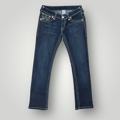 #ad True Religion Joey Super T Dark Wash Blue Denim Jeans Women#x27;s Size 27