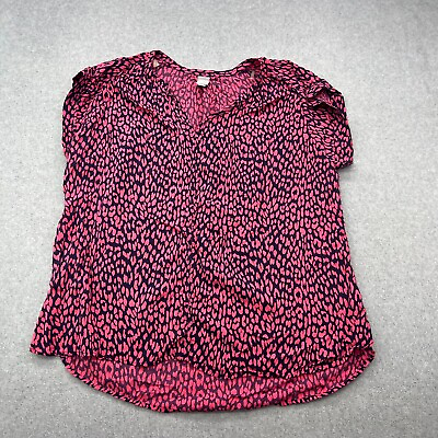#ad JCP JC Penney Shirt Womens 1X Pink Polkadot Abstract Short Sleeve Top