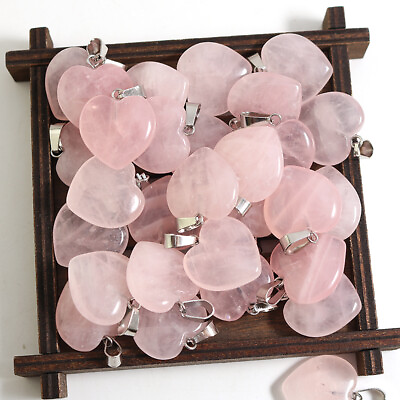 #ad Wholesale Natural Rose Quartz Stone Love Heart Pendants for Jewelry Making pick