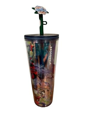#ad Starbucks 2023 Rose Silicone Straw Topper Venti Cold Cup Tumbler 24 oz