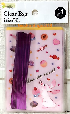 #ad #ad Amifa Clear Bag w Tie 14 Small Gift Case Animal Rabbit Easter Kids Spring JAPAN