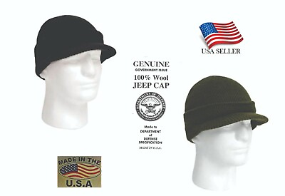 #ad Winter Knit Jeep Cap 100% Wool GI Genuine Military Made in USA Rothco New