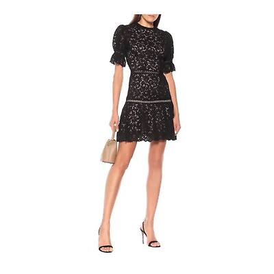 #ad JONATHAN SIMKHAI Holly Floral Lace Mini Dress sz: 0 XS Black Cocktail Party LBD