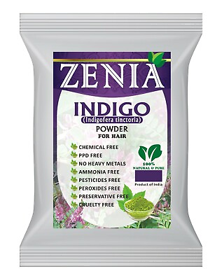 Zenia Natural Pure Indigo Powder Indigofera Tinctoria Hair Beard Dye Color