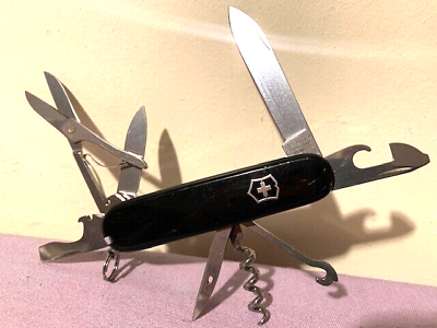 #ad #ad Victorinox Swiss Army Climber Black Multi Tools 91MM Pocket Knife Great Cond