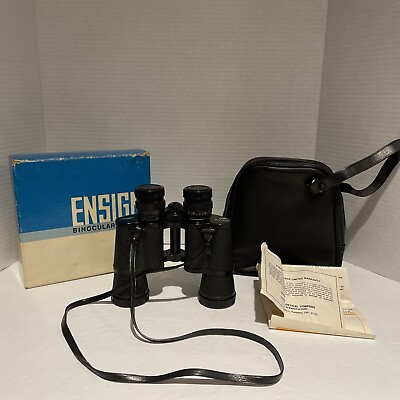 Vintage Ensign Binoculars Bushnell #13 7353 Black Original Bag Box Directions