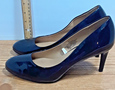 #ad MERONA HEELS WOMENS SIZE 10 BLACK PATENT LEATHER PUMPS SHOES