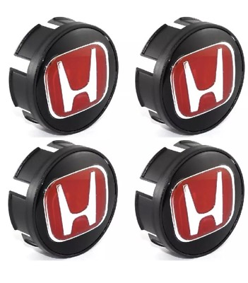 #ad HONDA CIVIC FIT Set of 4 JDM Red H Wheel Center Caps Hubs Cover Cap 58mm 2 1 4