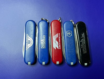 #ad Lot of 5 Victorinox Classic Swiss Army Knives Multi colors and Logos