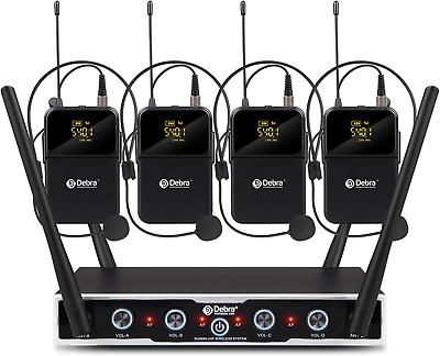 #ad D Debra Audio Pro DU4004 UHF 4 Channel Wireless Microphone System with Lavalier