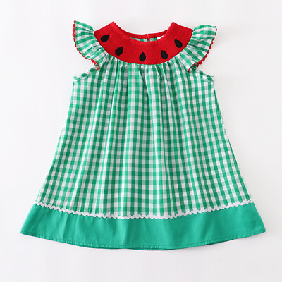 Boutique Watermelon Girls Embroidered Smocked Dress