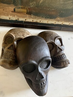 Antique Wood Anatomy Skull Or Mold Memento Mori Vanitas x3