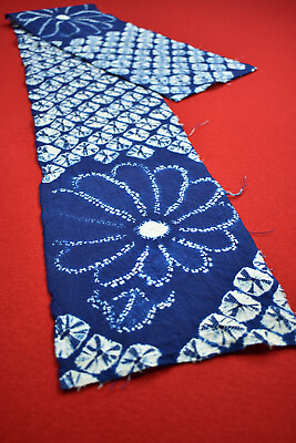 #ad Vintage Japanese Fabric Cotton Antique Patch Indigo Blue SHIBORI 50.8quot; TY44 40