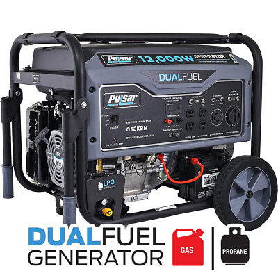 #ad Pulsar 12000 Watt Portable Dual Fuel Propane Gas Generator Electric Start G12KBN
