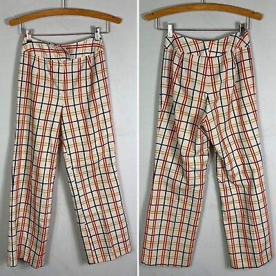 #ad #ad Vintage 70#x27;s Plaid Bell Bottoms Flared Pants White