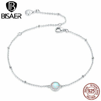 #ad Bisaer S925 Sterling Silver pure Gorgeous Opal Bracelet Jewelry For Women Gifts