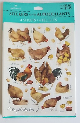 Vintage Hallmark Marjolein Bastin Chickens Stickers New Old Stock 1995 Hens