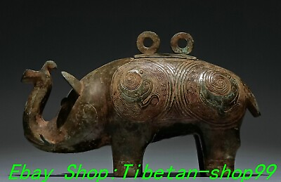 #ad 11#x27;#x27; Old Chinese Bronze Ware Western Zhou Dynasty Bird Elephant Animal Statue