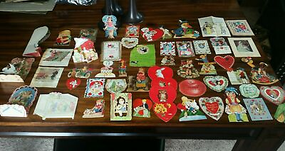 Huge Lot 52 Antique Cards Valentines mainly from 1920#x27;s Pop ups Germany