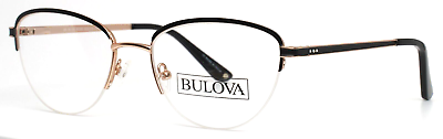 #ad BULOVA Cherryland Rose Gold Black Womens Teardrop Half Rim Eyeglasses 53 18 135