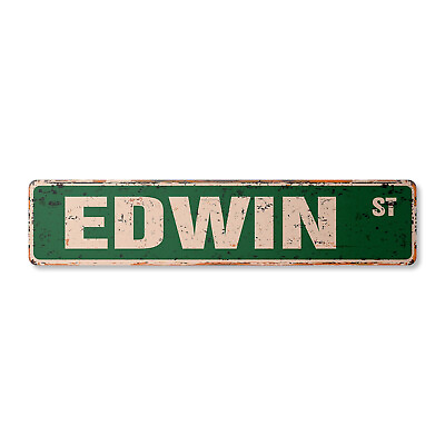 #ad EDWIN Vintage Street Sign Childrens Name Room Indoor Outdoor