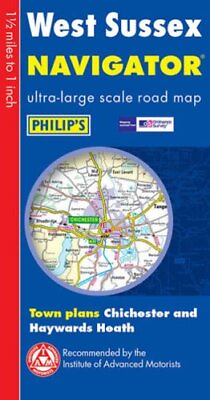 #ad Philip#x27;s Navigator Road Map West Sussex by Philip#x27;s Maps Hardback Book The Fast
