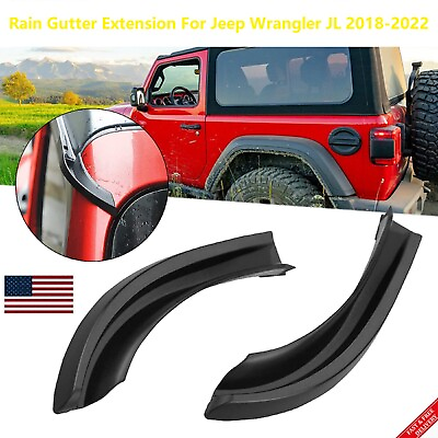 Water Rain Gutter Extension For Jeep Wrangler JL 2018 2019 2020 2021 2022
