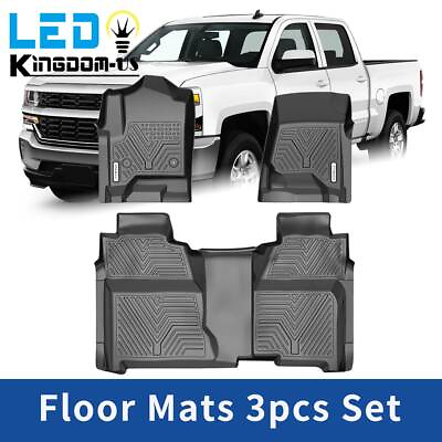Floor Mats Liners for Chevy Silverado GMC Sierra 1500 Crew Cab TPE All Weather