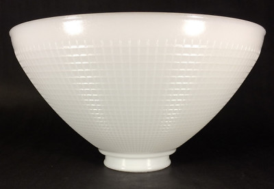 #ad White Milk Glass 2 7 8quot; X 10 Floor Table Oil Lamp IES Reflector Waffle Shade 392